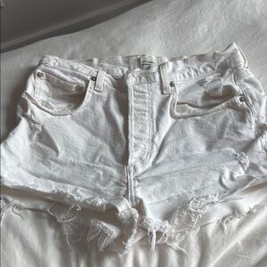 Citizens Of Humanity White Jean Shorts Distressed High-Waisted